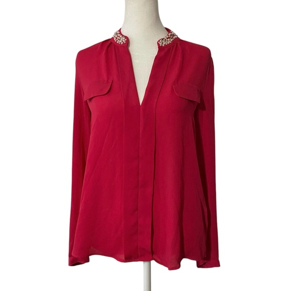Candie's Tops - Candie's Raspberry Color Embellished Collar Blouse